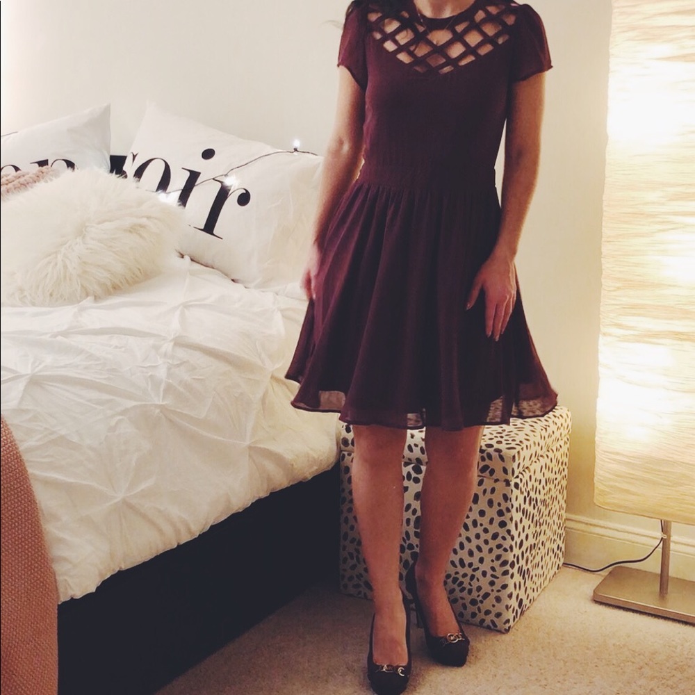 Xhilaration Black Turquoise Cutout Dress